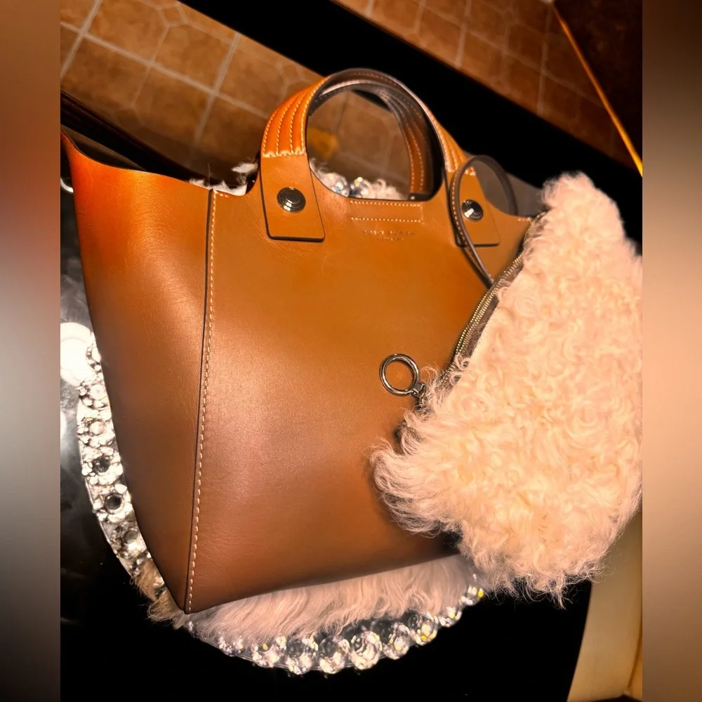 Tory Burch Rory Mini Shearling Tote Bag